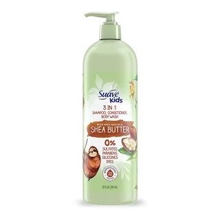 Dầu tắm, gội & xả 3 trong 1 cho trẻ Suave Kids 3 in 1 Shampoo, Conditioner, Body Wash With Shea Butter 488ml/591ml (Mỹ)