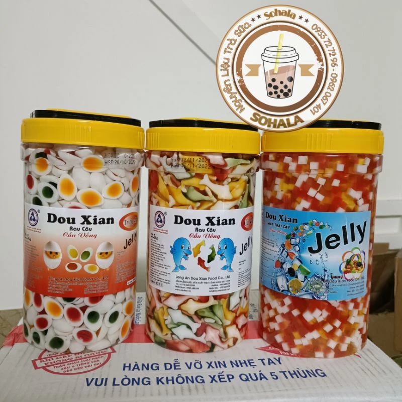 Thạch trứng cầu vồng Thạch con cá Thạch trái cây Hàng Huy Douxian hũ 2.5kg