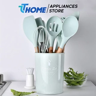 Bộ dụng cụ nhà bếp, nấu ăn làm bánh 12 món (gồm cốc)  bằng silicone chịu nhiệt chất lượng cao TT-HOME