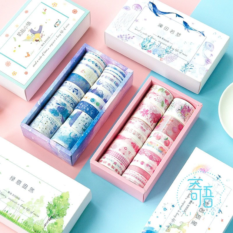 Set 20 Cuộn Băng Dính Washi Tape Trang Trí Scrapbook, Planner