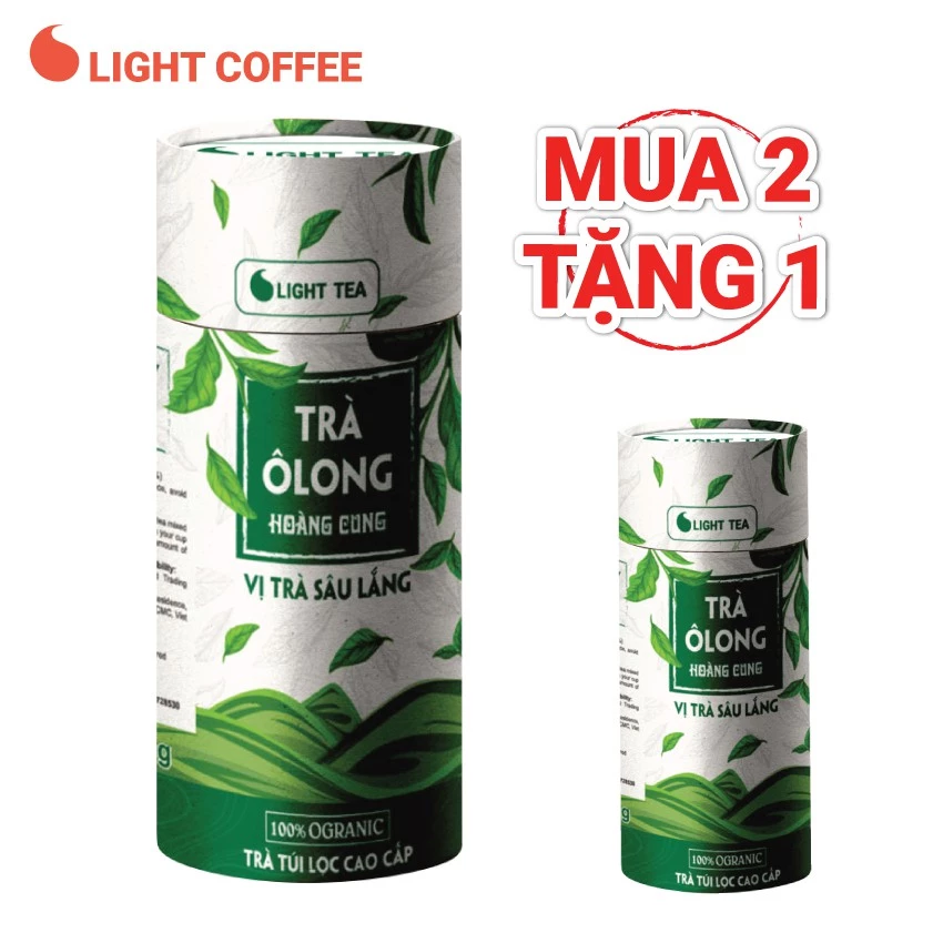 Trà Ô Long Hoàng Cung thượng hạng, trà túi lọc 3D cao cấp Light Coffee - Hộp 10 túi lọc kim tự tháp