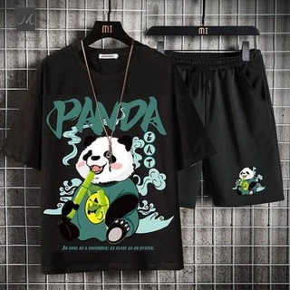 Bộ Đồ Nam Nữ Thể Thao Unisex Quần Short Áo Thun In Họa Tiết Gấu Trúc PANDA Ulzzang Mixxstoreno QA NAM 092V1