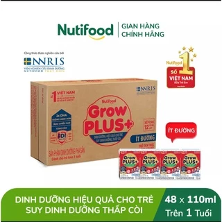 Thùng 48 Hộp Nutifood GROW PLUS SDD Ít Đường 110ml Đỏ