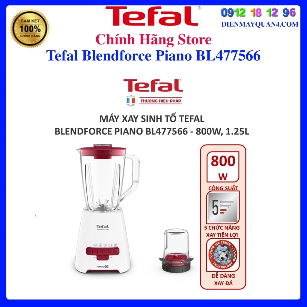 Máy xay sinh tố Tefal Blendforce Piano BL477566, Hàng chính hãng, Mới 100%