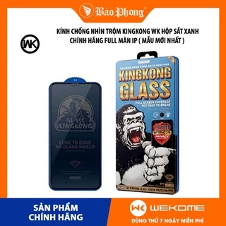 Kính Chống nhìn trộm IP KingKong Hộp sắt Chính Hãng WK Full màn hình cho iP 7 8 Plus X Xs Max 11 12 13 mini ProMax