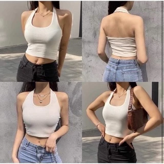 Áo 3 lỗ cổ yếm kiểu hở lưng áo ba lỗ croptop