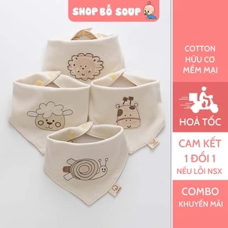 Khăn yếm tam giác cho bé cao cấp sợi bông cotton hữu cơ tự nhiên có thêu hoạ tiết cực đẹp