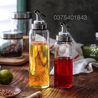 [CHÍNH HÃNG] Chai đựng dầu ăn, gia vị bằng thuỷ tinh có vòi rót (170ml/300ml/500ml)