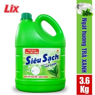 Nước rửa chén LIX siêu sạch hương trà xanh 3.6kg N8105