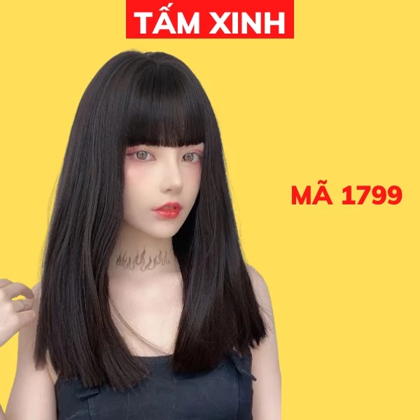 Bộ tóc giả cả đầu nữ đẹp thẳng dài 45cm - MÃ 1799