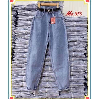 Quần jeans nữ baggy trơn màu xanh nhạt, quần bò lưng cao form đi học ulzzang