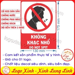 LOGO TEM STICKER BIỂN BÁO CẤM KHÔNG ĐƯỢC KHẠC NHỔ- DO NOT SPIT - BIỂN CẢNH BÁO, BIỂN CẤM