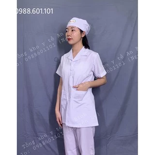 Bộ quần áo blouse cộc tay, dài tay blu dáng ngắn y tá, điều dưỡng, dược sĩ, spa, y tế