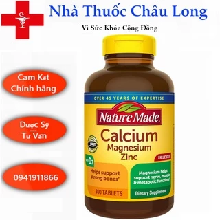 Viên uống Calcium Magnesium Zinc D3 Nature Made - Canxi tổng hợp Nature Made 300v USA