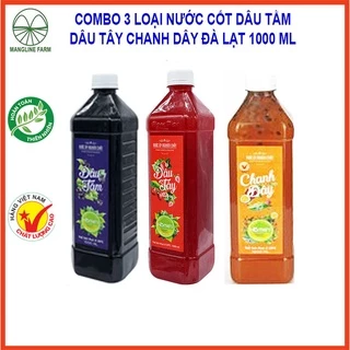 Combo 3 loại nước cốt dâu tây, dâu tằm, chanh dây (siro dâu tây, dâu tằm, chanh dây) sạch nhà làm 1L, Đặc sản Đà Lạt