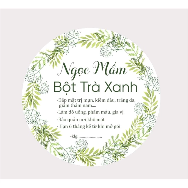 11 tem bột trà xanh đủ đóng cho 1kg bột trà xanh nguyên chất