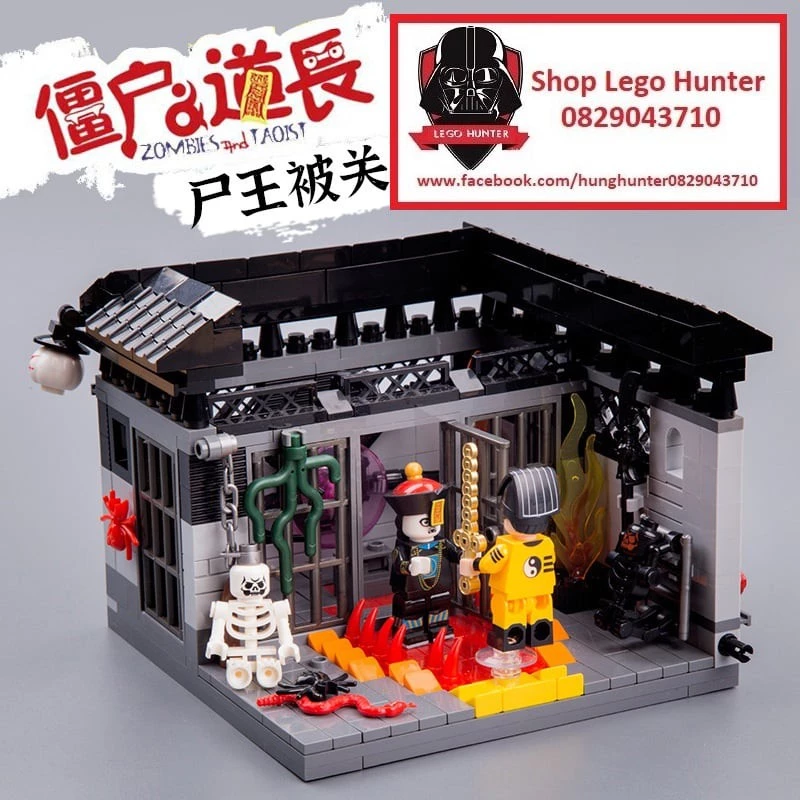 Brickcool KZ 701 Zombies and Taoist bộ đồ chơi lắp ráp Đạo sĩ phong ấn cương thi trong nhà tù