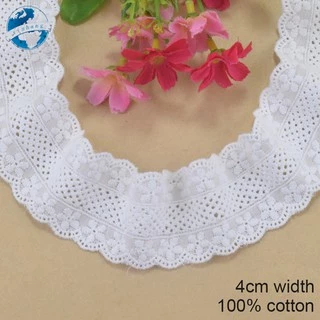 4cm Rộng 100% cotton Ren Cạnh Thêu Ren diy trims mini Đầm Ren Ruy Băng Quần Áo Phụ Kiện 4241