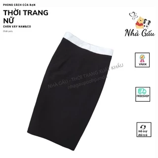 Chân váy công sở NAM&Co đen viền trắng