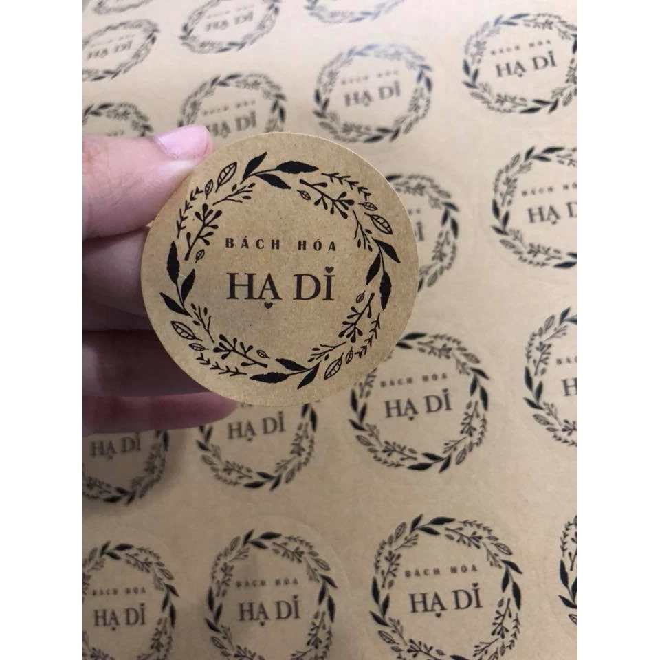 Decal giấy kraft dán tem mỹ phẩm - tem thực phẩm - tem giấy kraft-In Bạch Dương