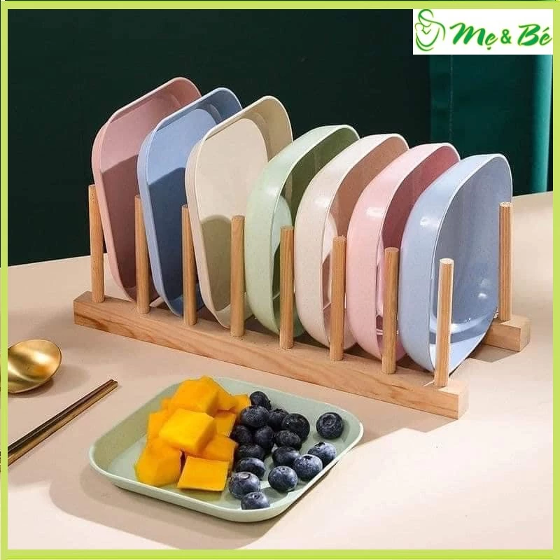 [Shopmebe] Set 8 Đĩa Lúa Mạch Vuông Đựng Hoa Quả, Bánh Kẹo, Thức Ăn Nhiều Màu Xinh Xắn - Đồ dùng, dụng cụ nhà bếp