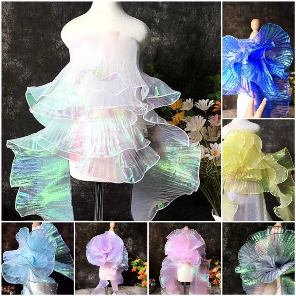 1y Phụ Kiện Vòng Cổ Vải Organza Màu Trắng Gradient Trong Suốt Trang Trí Đám Cưới DIY