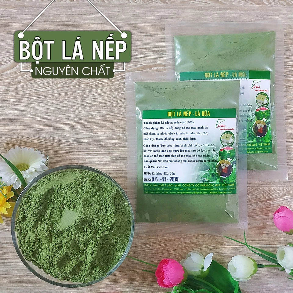 Bột Lá Nếp Lá Dứa Gói 100g Nguyên Chất 100% Từ Lá Nếp Lá Dứa Chuyên Dùng Tạo Mùi Thơm Màu Xanh cho Các Loại Bánh, thạch