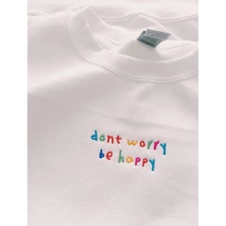 Áo thun thêu cotton unisex BE HAPPY