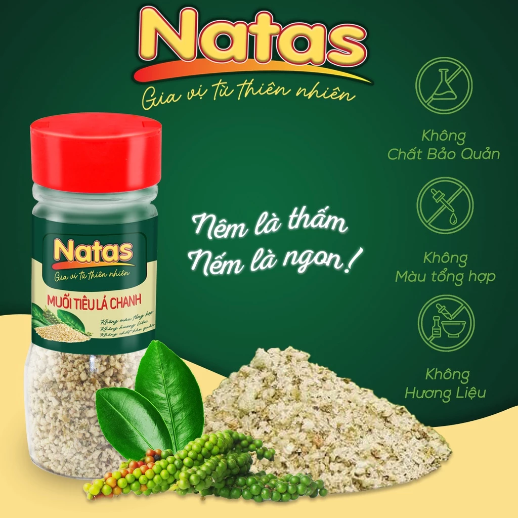 Muối tiêu lá chanh Natas Hũ 65g