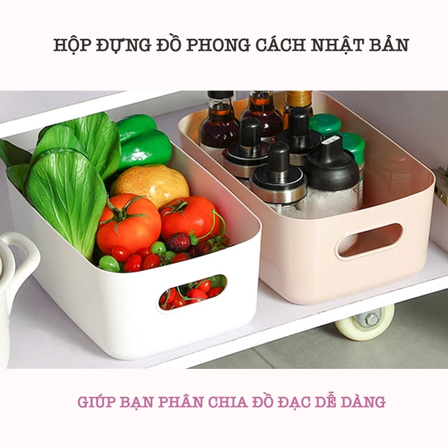 Hộp Đựng Đồ Nhựa Đa Năng, Khay Đựng Đồ Bằng Nhựa Có Tay Cầm Phong Cách Nhật Bản Siêu Cứng Cáp -336