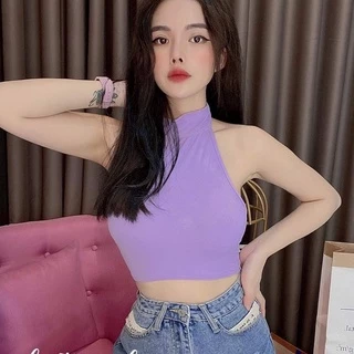 Áo Kiểu Croptop Cổ Yếm Chất Thun Cotton Hàng Chuẩn Đẹp AO30