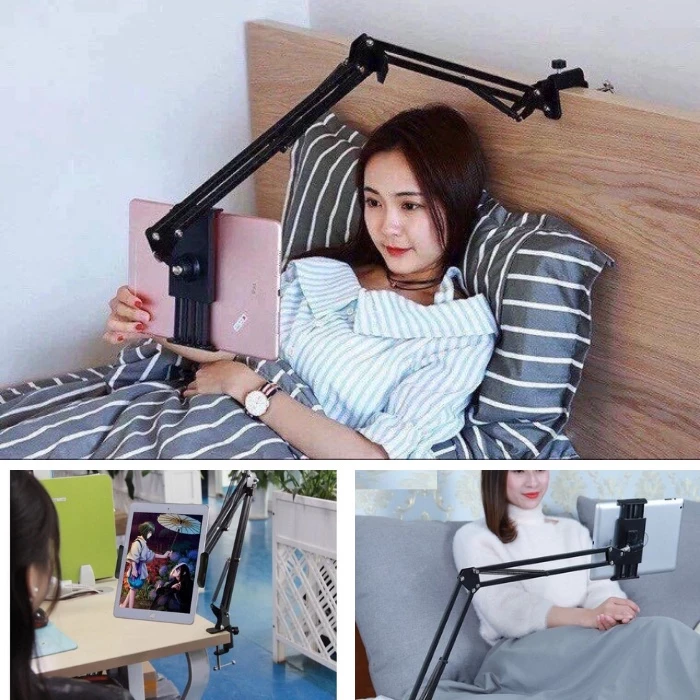 Giá đỡ điện thoại,ipad kẹp đầu giường, cạnh bàn đa năng xoay 360 độ điều chỉnh mọi góc độ