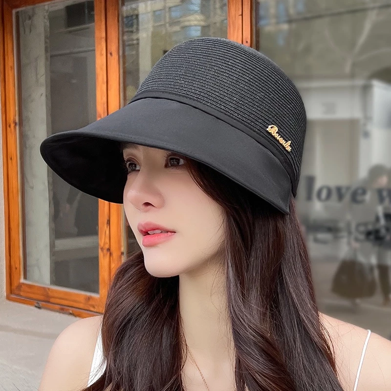 Mũ lưỡi trai cói rộng vành thoáng khí chống nắng thời trang đi biển mùa hè cho nữ