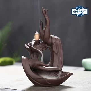 Đế đốt trầm hương bằng gốm tạo hình bàn tay Phật