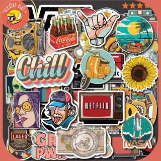 Sticker Vintage Mix chống nước sticker dán mũ bảo hiểm, laptop, điện thoại, đàn guitar, vali.