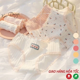 Quần lót nữ gân tăm Cotton co dãn 4 chiều họa tiết dễ thương - Xuu Design QC104