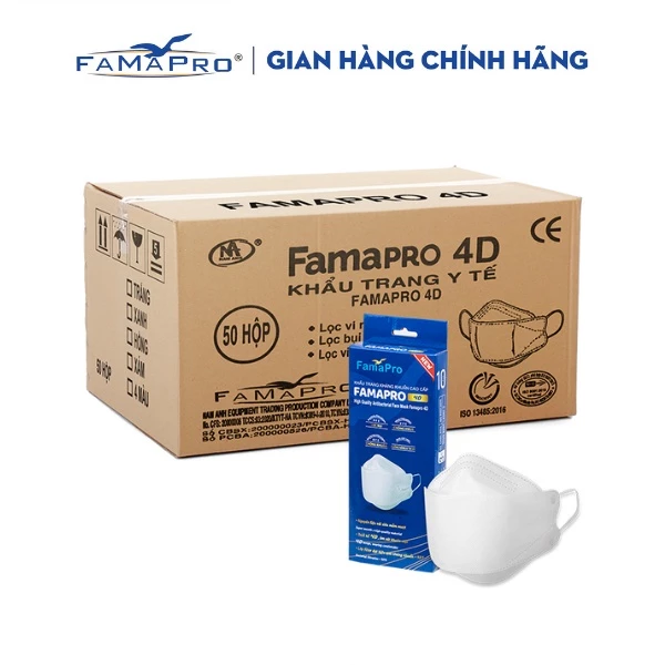 [4D MASK (KF94)THÙNG 50 HỌP] Khẩu trang y tế cao cấp kháng khuẩn Famapro 4D 10 cái/hộp