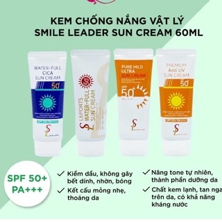 Kem chống nắng vật lý 3 trong 1, nâng tone kiềm dầu dưỡng trắng Smile Leader Sun Cream 60ml