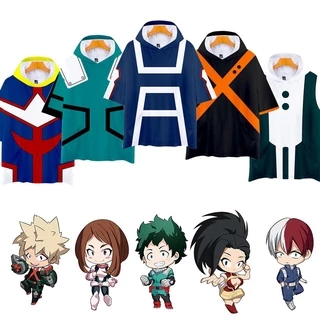 [GR] Áo Khoác Hoodie Tay Ngắn In Hình Anime My Hero Academia Izuku Shoto Katsuki Plus size Cho Halloween