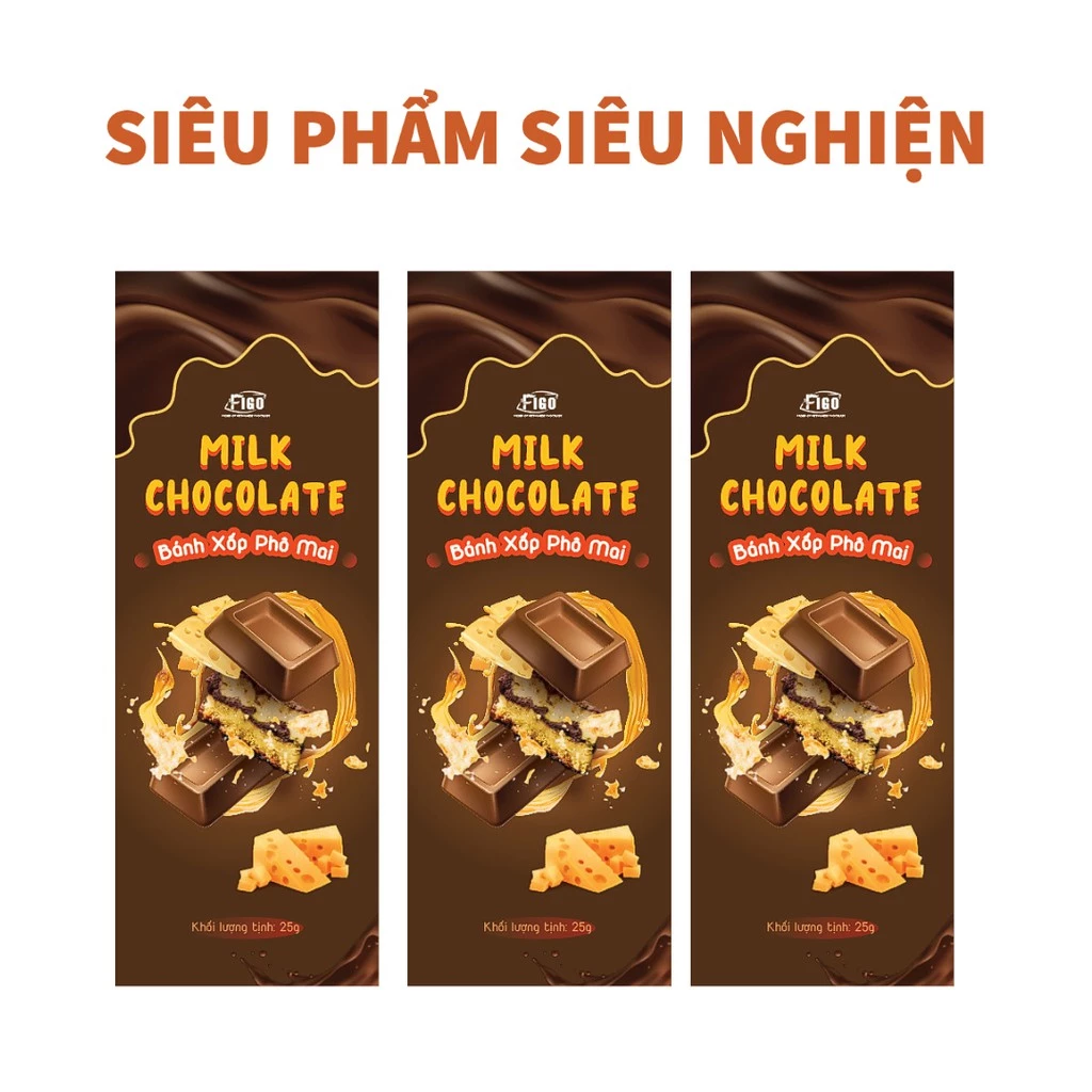 [SIÊU PHẨM SIÊU NGHIỆN-BAR 20G] Kẹo socola thanh vị sữa nhân bánh xốp phô mai FIGO ,đồ ăn vặt nội địa cho bé, healthy