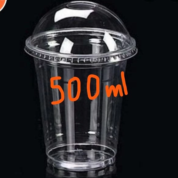 (HT)Combo 10 cốc nhựa nắp vồng 1 lần đựng trà sữa 500ml