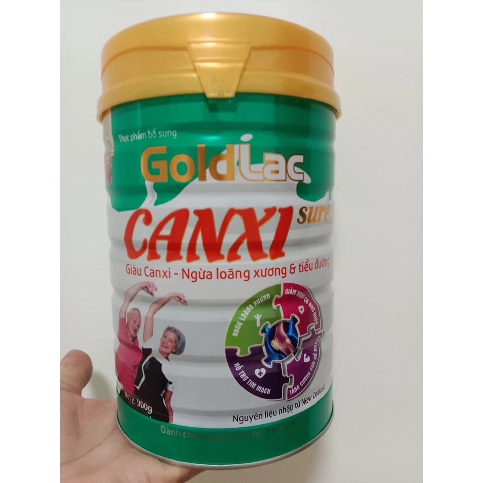 Sữa GoldLac Canxi 900g dành cho người lớn ngừa loãng xương, tiểu đường (date luôn mới)