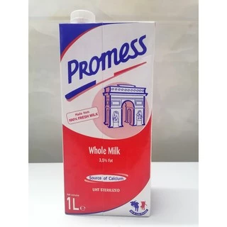 PROMESS [Hộp ĐỎ 1 Lít] SỮA TƯƠI TIỆT TRÙNG NGUYÊN KEM [France] UHT Whole Milk (halal)