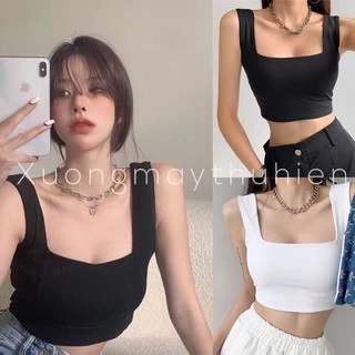 Áo 2 dây bản to cổ vuông dáng ôm body trẻ trung cá tính/ Áo croptop nữ thời trang hàn quốc_xuongmaythuhien