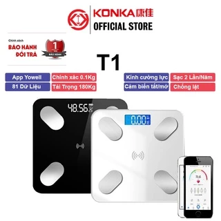 Cân Điện Tử Sức Khỏe KONKA T1 Kết Nối Bluetooth Phân Tích Chỉ Số Cơ Thể Đo Tỷ Mỡ, Béo Phì, Chất Đạm, Lượng Nước