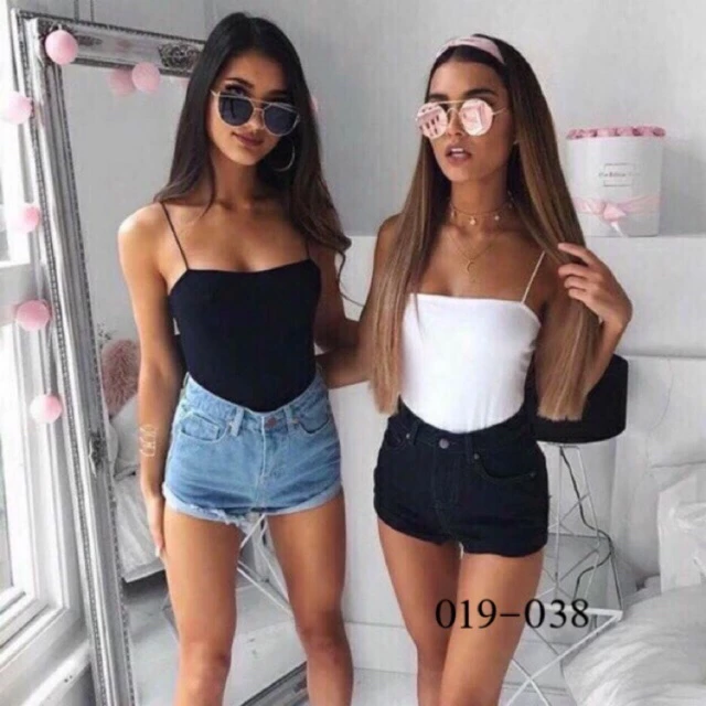 Áo hai dây basic, áo 2 dây sợi bún ôm dáng croptop - Colory shop