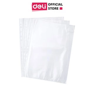 Tấm bảo vệ 11 lỗ A4 Deli, 0.035mm, trong suốt - 100 cái/túi - E5712