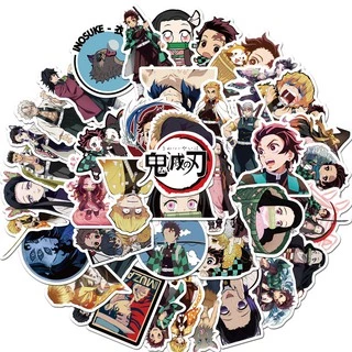 Bộ 50 sticker dán họa tiết anime Demon Slayer dùng dán laptop trang trí độc đáo