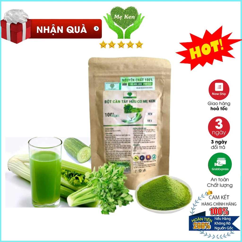 Bột cần tây hữu cơ nguyên chất Mẹ Ken 100gr, hỗ trợ giảm cân hiệu quả