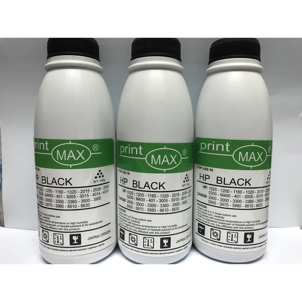 (COMBO) 3 chai mực nạp dùng cho các loại máy HP/ CANNON ( Loại tốt siêu đậm - chai tem xanh )
